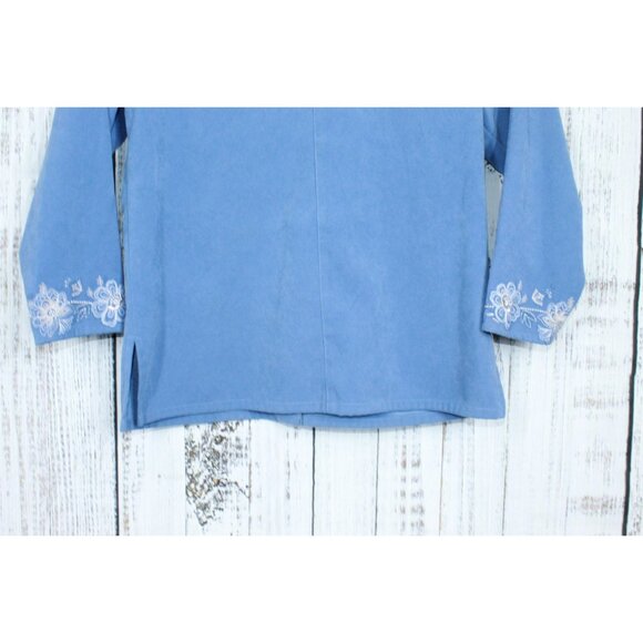 Vintage Bon Worth Blue Embroidered Button Down Long Sleeve Shirt Small - Picture 9 of 9